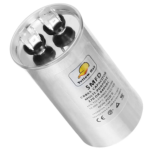 Capacitor for Air Conditioner 5 uf MFD 370 or 440 Volt VAC, Multi-Purpose Round Capacitor