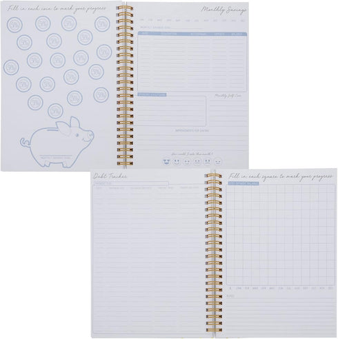 Paper Junkie Budget Tracker Notebook - 8.5 x 6 in Hardcover, Undated Format, Gold Foil Dots for Financial Planner