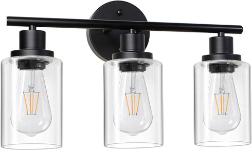 Unicozin Modern Bathroom Light Fixtures, 3 Light Vanity Lights, Black Wall Lamp