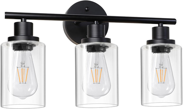 Unicozin Modern Bathroom Light Fixtures, 3 Light Vanity Lights, Black Wall Lamp