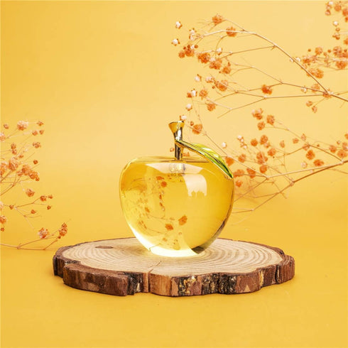 H&D Glaze Crystal Apple Paperweight Craft Decoration, Yellow