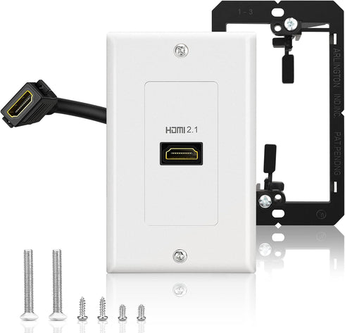 HDMI 2.1 Wall Plate, ELECTOP 8K HDMI Wall Outlet Pass Through with