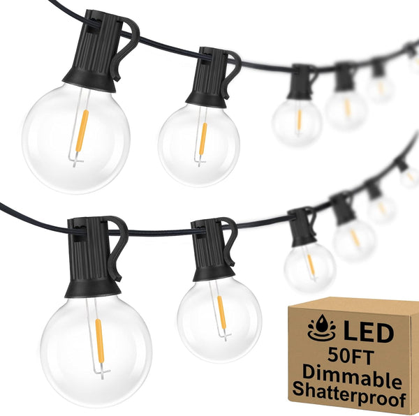 Bosceos 50FT Outdoor G40 LED Globe String Lights Dimmable Waterproof Shatterproof Light