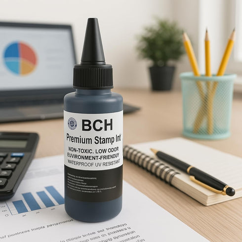 BCH Premium Black Stamp Ink Refill | Quick-Dry Permanent & Waterproof Ink for Self Inking Rubber Stamps