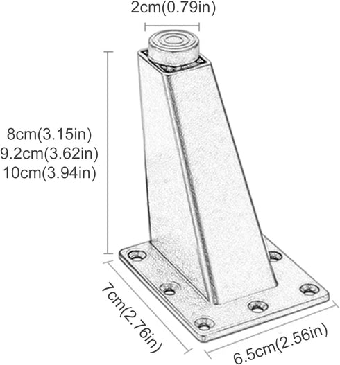Jolan 8cm 9.2cm 10cm, 4 Screws,Black-10cm(3.94in) Adjustable Furniture Legs DIY Metal Table Legs, for Cabinets, Sofas