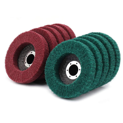NUODUN 10Pcs 180/320 Grit Nylon Fiber Flap Disc - Metal Polishing Wheel for 4" Angle Grinder, Deburring and Rust Removal