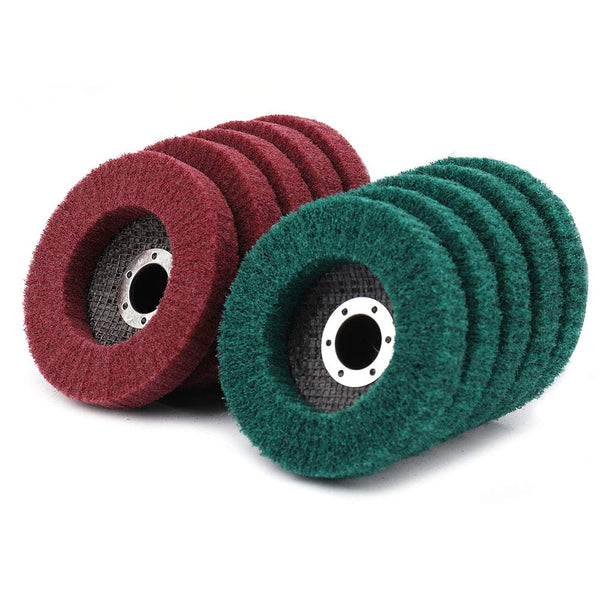 NUODUN 10Pcs 180/320 Grit Nylon Fiber Flap Disc - Metal Polishing Wheel for 4" Angle Grinder, Deburring and Rust Removal