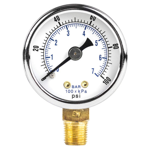 PIC Gauges 101D-158E Bottom Mount Dry Pressure Gauge, 1.5" Dial, 0/100 psi Range, Black Steel Case