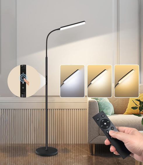 15W 1H 3000K-6000K Dimunt LED Floor Lamp, Bright Floor Lamps for Living Room with Timer, Stepless Adjustable Colors