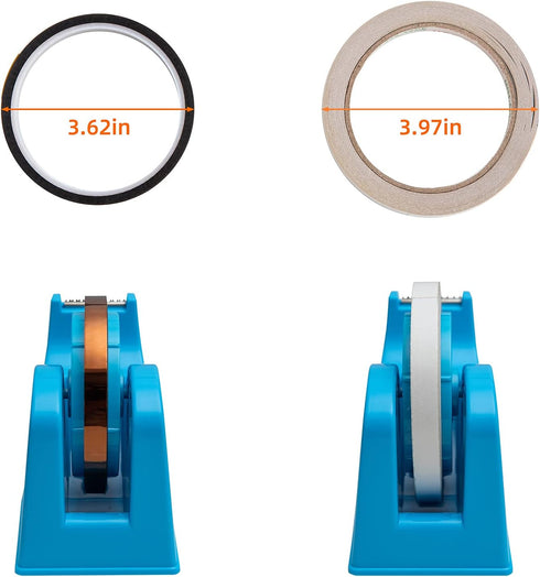 Desktop Tape Dispenser Adhesive Roll Holder with Weighted Nonskid Base - Fits 1" & 3" Core, Blue