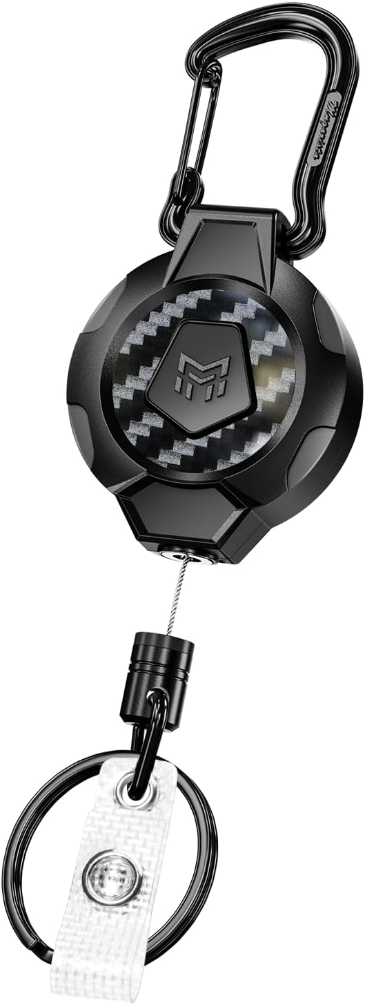 MNGARISTA Upgraded Retractable Keychain, 10 OZ Retraction, 31.5" Stainless Steel Cord, Heavy Duty Carabiner Badge Holder