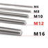 Feelers 304 Stainless Steel M12-1.75 Fully All Threaded Rod, Long Threaded Screw, 250mm Length