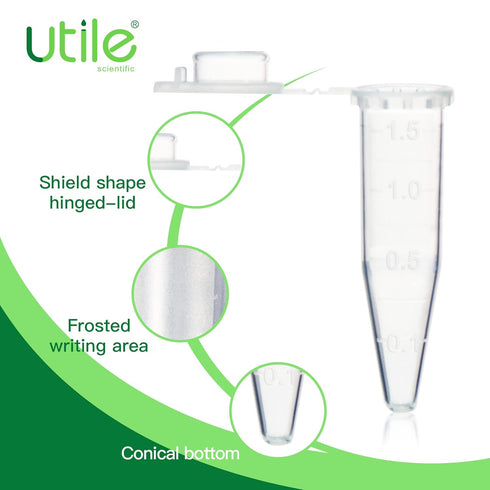 500pcs 1.5ml Microcentrifuge Tubes, Autoclavable PP Material with Graduation and Frosted Writing Area