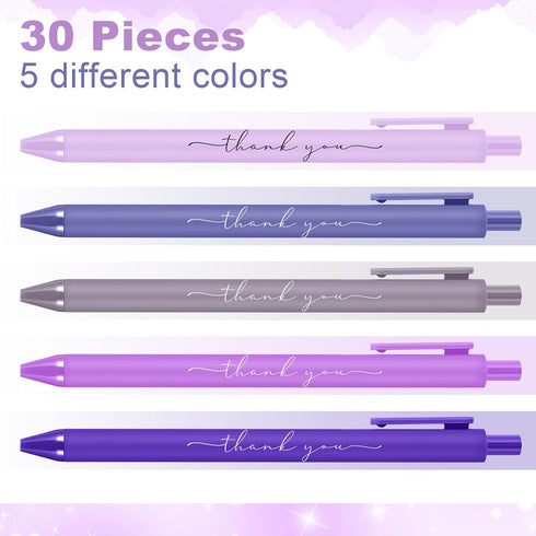 Dispowreath 30pcs Thank You Pens Bulk Cute Multicolor Ballpoint Pen for Server Employee Appreciation Gifts for Social