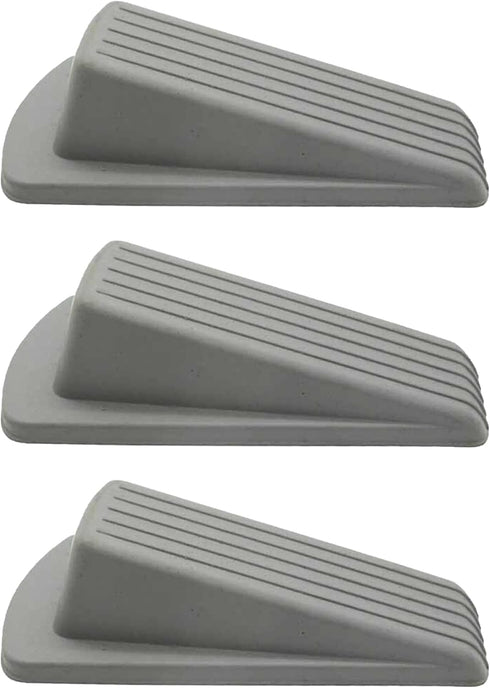 Door Stoppers for Floors - Holds Open & Prevents Lock-Outs for Carpet, Tile, Concrete & Wood - Pack of 3, Gray