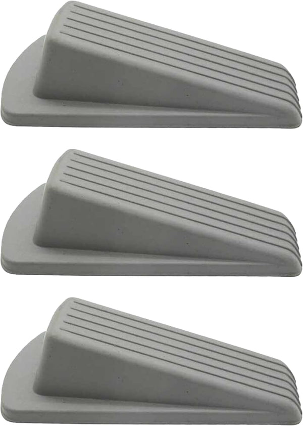 Door Stoppers for Floors - Holds Open & Prevents Lock-Outs for Carpet, Tile, Concrete & Wood - Pack of 3, Gray