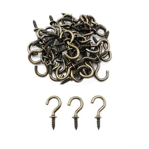 Bronze 1/2" Small Ceiling Hooks, 100 Pack Screw-in Lights & DIY Jewelry Hooks