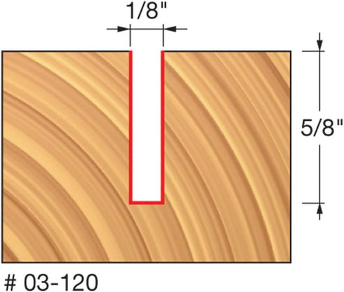 Freud 03-120: 1/8" (dia.) Single Flute Straight Bit with 1/4" shank, 5/8" carbide height