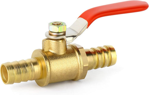 GASHER 3PCS 3/8 Inch Heavy Duty Brass Ball Valve Hose Barb with 180 Degree Operation Handle