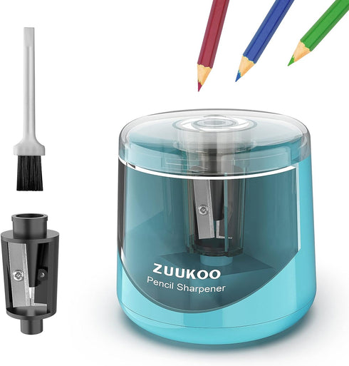 Electric Pencil Sharpeners, Battery Powered for Colored Pencils, Automatic & Manual Sharpener (Blue)