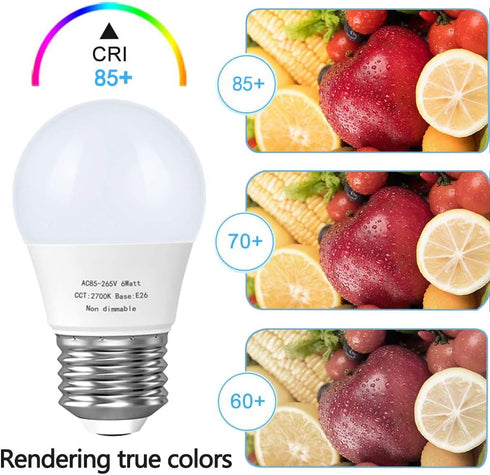 6W A15 LED Bulb, 60 Watt Incandescent Equivalent, 550 LM, E26 Base, 2700K Warm White, Non-Dimmable, 6 Pack