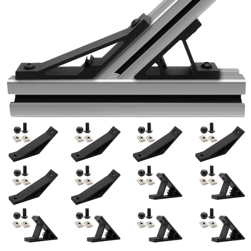 12pcs 3030 Corner Bracket 45/135 Degree Angle, T-Slot V-Slot Accessories with Screws and Nuts for 3D Printer, Black
