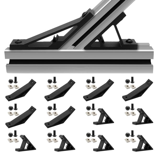 12pcs 3030 Corner Bracket 45/135 Degree Angle, T-Slot V-Slot Accessories with Screws and Nuts for 3D Printer, Black