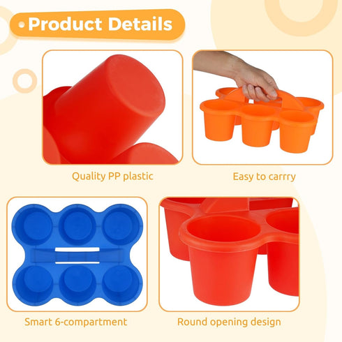 6 6-Compartment Joyibay Pcs Classroom Caddy Organizer, Desktop Plastic Caddy, Drink Holder with & Handle