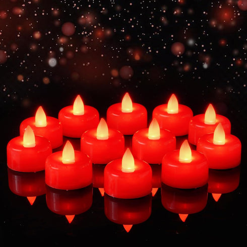 Amagic 12 Pack Red Flameless LED Tea Lights Candles Battery Operated, Electric
