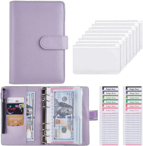 YCMGBH A6 Set,with PU Leather Budget Binder Notebook Cash Envelopes System Binder Pockets for Money Budget Saving Bill