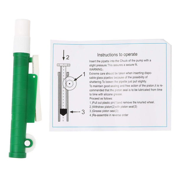 Pipette Pipet Pump, 10ml Green Filler for Disposable Plastic and Glass Pipettes