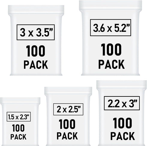 500 Pcs Small Plastic Bags, Mini Zip Lock Baggies, Clear Jewelry Bags in 5 Assorted Sizes for Storage and Packaging