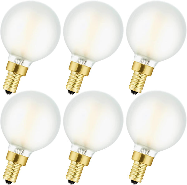 LEOOLS E12 Frosted LED Bulbs, 40W Candelabra Dimmable Chandelier Light Bulbs Daylight