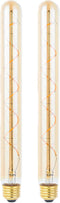 T300/T10 Long Tubular Light Bulb, 40 Watt Equivalent, E26 Base, Amber Vintage Edison Bulb, 4W Dimmable, 2 Pack