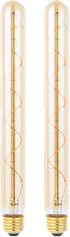 T300/T10 Long Tubular Light Bulb, 40 Watt Equivalent, E26 Base, Amber Vintage Edison Bulb, 4W Dimmable, 2 Pack