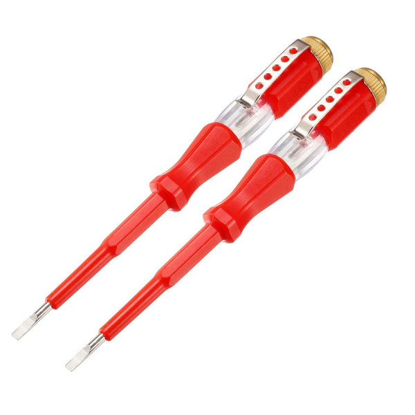 uxcell Voltage Tester AC 100-500V with 3mm Slotted Screwdriver, Red, Pack of 2 for Circuit Testing