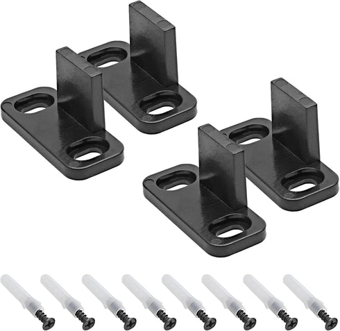 Black Sliding Barn Door Floor Guides, 4-Pack Plastic Bypass Door Guide Hardware