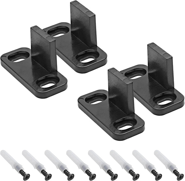 Black Sliding Barn Door Floor Guides, 4-Pack Plastic Bypass Door Guide Hardware