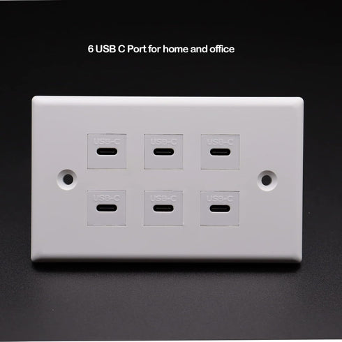 USB C Charger Wall Outlet Plate, LOKEKE 6 Ports USB Type C Power Wall Outlet Plug Plate, White