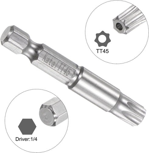 TT45 Star 7 Point Screwdriver Bit 1/4" Hex Shank 2" Length Magnetic Security Torx Power Tool