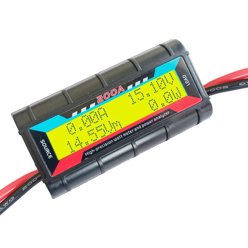 200A RC Watt Meter, High Precision Power Analyzer, DC 0-60V Volt Amp Watt Checker with Digital Yellow LCD Screen