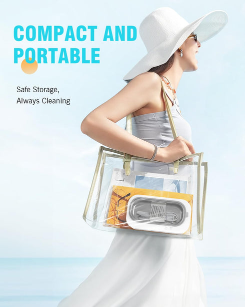 Ultrasonic Jewelry Cleaner, 11.8oz (350ML), Portable with 2 Modes, 48kHz for Glasses, Rings, Watches, and More