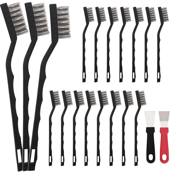 Jikvmis 15PCS Mini Wire Brush Stainless Steel Brush SetMasonry Brush Wire Bristle for