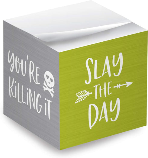 Motivational Sticky Note Cube, 600 Sheets, 2.75" Memo Block with Bright Empowering Messages