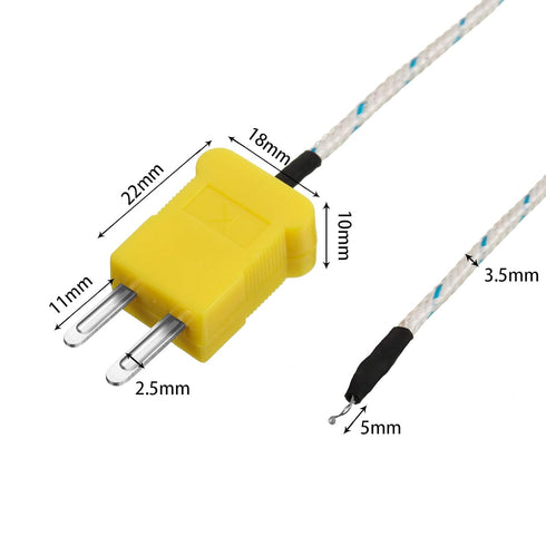 10 Pieces 3 Meters K Type Mini-Connector Thermocouple Temperature Probe Sensor, Compatible with TM902C/TES1310