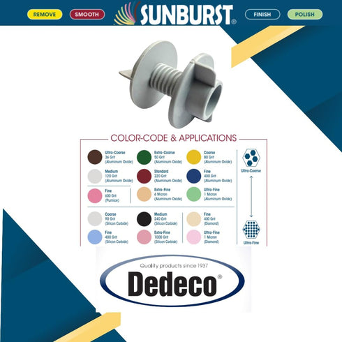 1 Dedeco Sunburst Radial Disc Adapter Rotary Tool Accessory - Left, Piece Per Unit