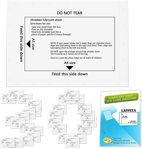 Shredder Lubricant Sheets, Paper Shredder Sharpening, Lubricating Sheets, Cleaning Sheets (30 Pack)