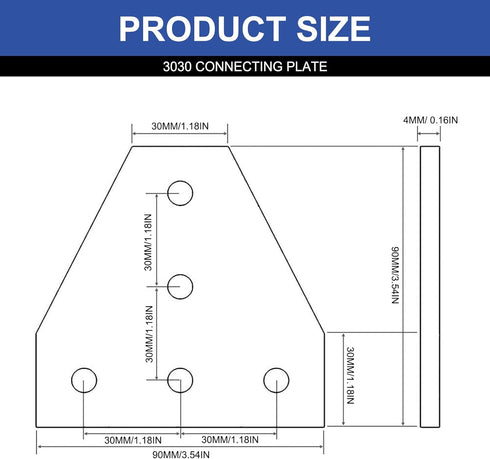 8pcs 3030 Brackets T Plate Connector Joint Plate T Slot Hardware V Slot Accessories 3030 Aluminum Extrusion