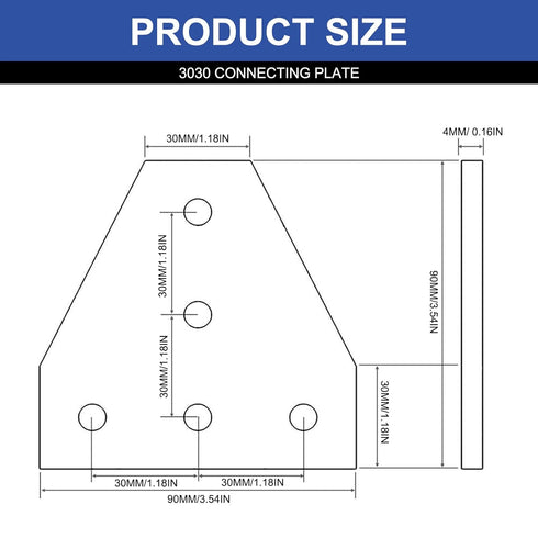 12pcs 3030 Brackets T Plate Connector Joint Plate, T Slot Hardware V Slot Accessories for 3030 Aluminum Extrusion