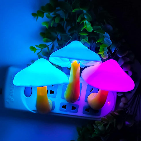 5Pack 7 AUSAYE Sensor LED Night Light Plug in Lamp Color Changing Mushroom Light Cute Night Lights for Adults Kids